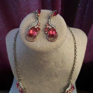 Elegant Pink and Silver rhinestones Jewelry Set